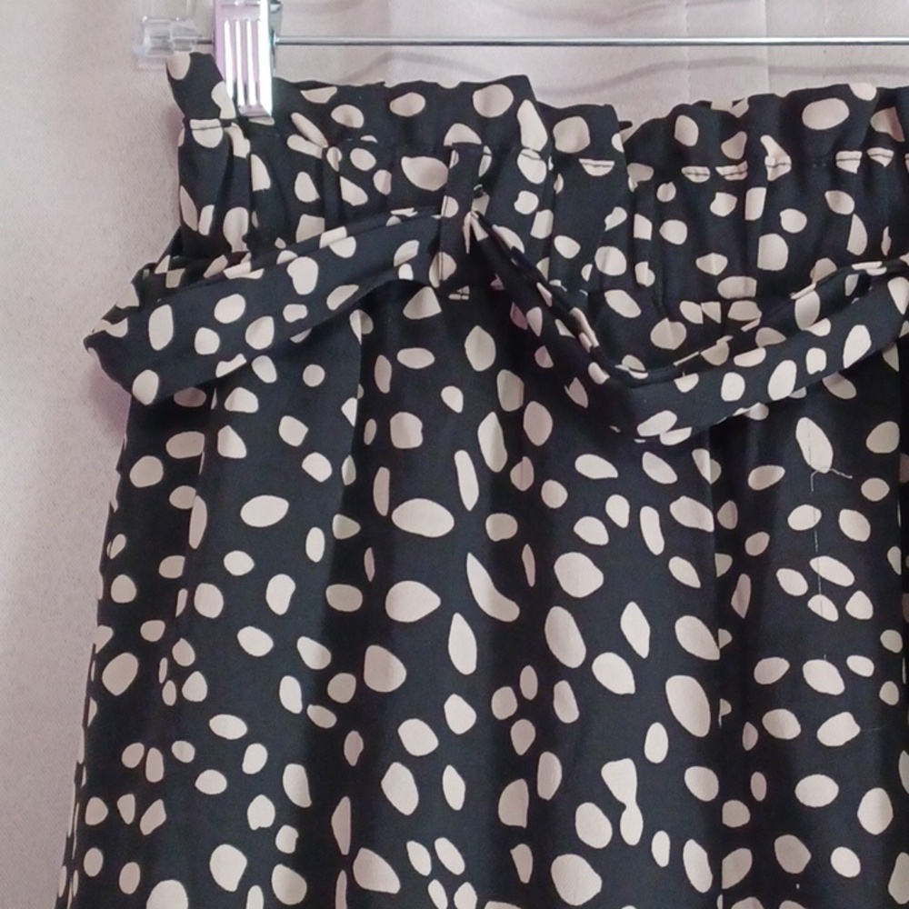 Alya Black And Cream Spotted High Waisted Paperbag Wide Leg Palazzo Pants Size S - Picture 4 of 14